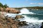 Surf breaking on the rocks along the shoreline of Acadia National Park